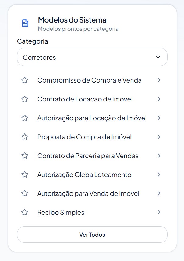 Seleção ou criação de modelo de documento