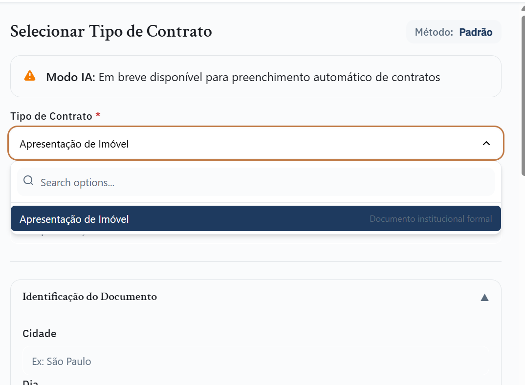 Preenchimento das informações