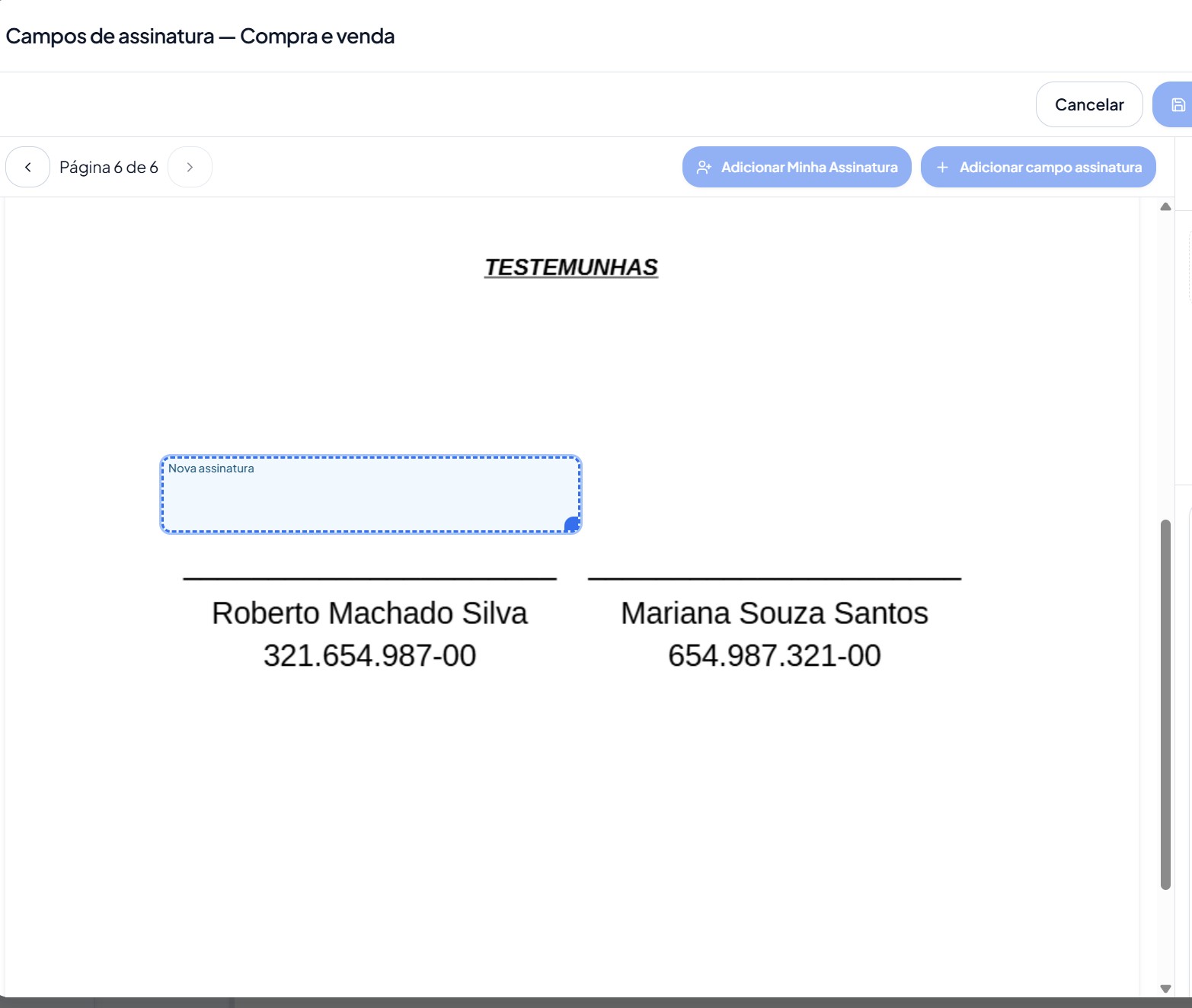 Geração do PDF e envio para assinatura
